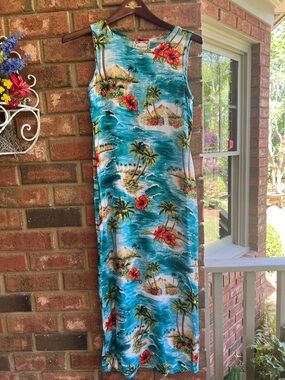 Tropical Blue Floral Maxi Dress - Sleeveless Women's Dress